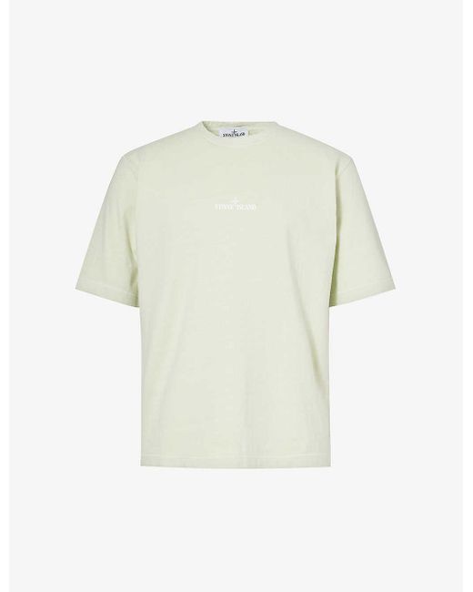 Stone Island White Tinto Terra Brand-print Cotton-jersey T-shirt for men