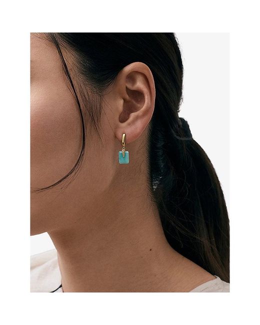 Astley Clarke Blue Deco 18Ct Vermeil, Amazonite And Sapphire Drop Huggies