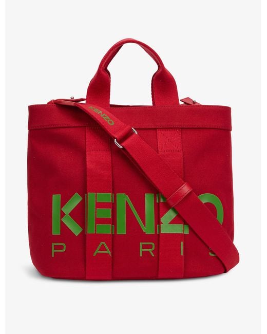 KENZO Kaba Mini Cotton Tote Bag in Red | Lyst UK