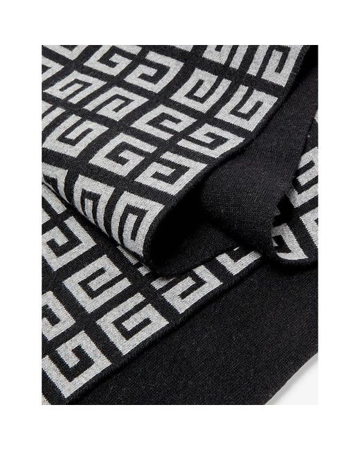 Givenchy Black 4g Brand-logo Wool And Cashmere Scarf for men