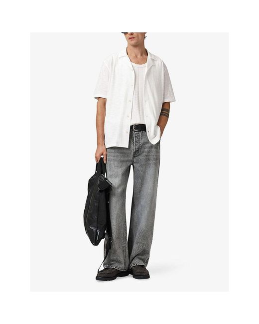 AllSaints White Robson Notched-Collar Cotton Shirt for men