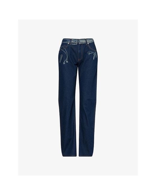 Jean Paul Gaultier Blue Trompe Straight-Leg Denim Jeans