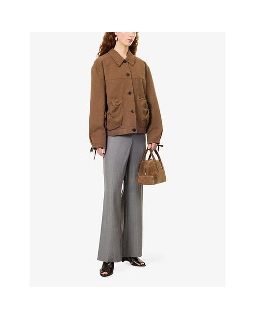 Deiji Studios Gray Boxer Pant Wide-Leg Wool Trousers