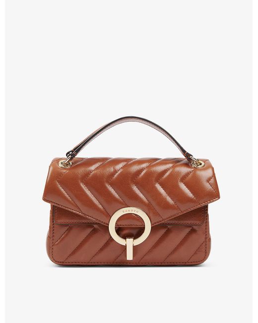 Sandro Brown Yza Quilted Leather Shoulder Bag