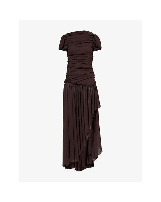 Siedres Purple Adeline Ruched Backless Woven Maxi Dress