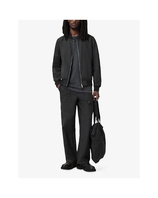 AllSaints Black Bassett Stand-Collar Reversible Cotton-Blend Jacket for men