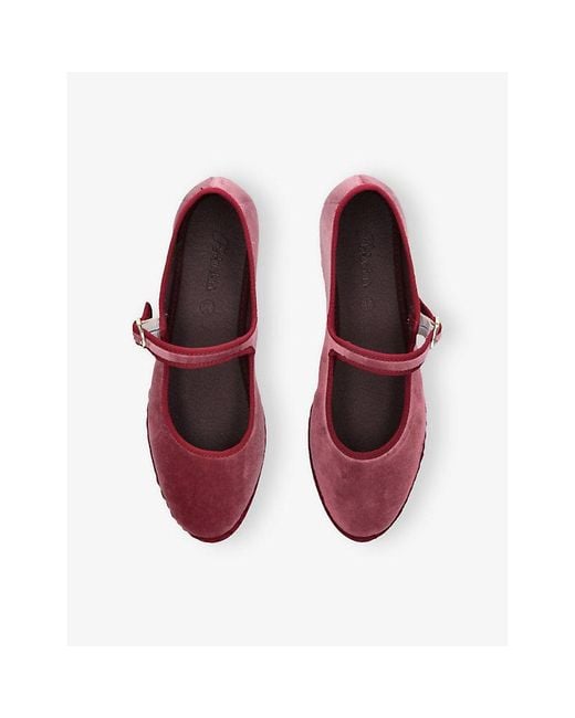 Flabelus Red Theresa Velvet Mary-Jane Shoes