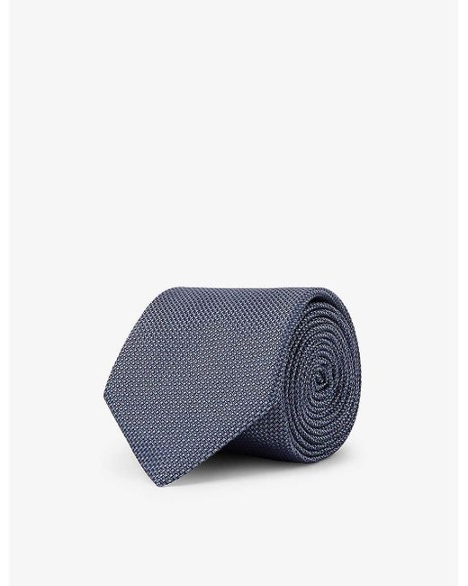 Reiss Blue Ceremony Textured Silk-blend Tie for men