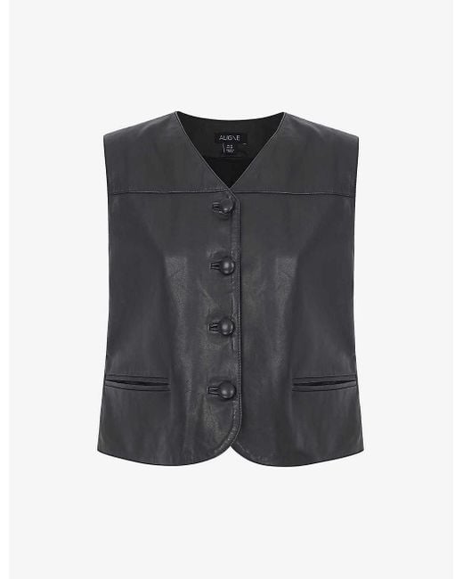 ALIGNE Gray Genesis Sleeveless Leather Waistcoat