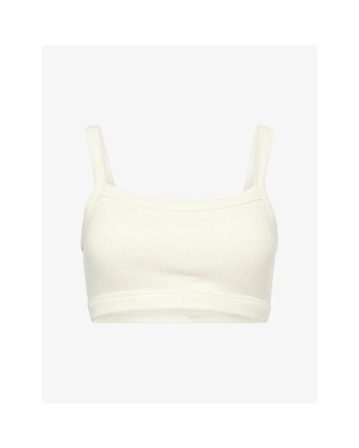 Gracejacob White Square-Neck Embroidered-Logo Stretch-Jersey Bralette