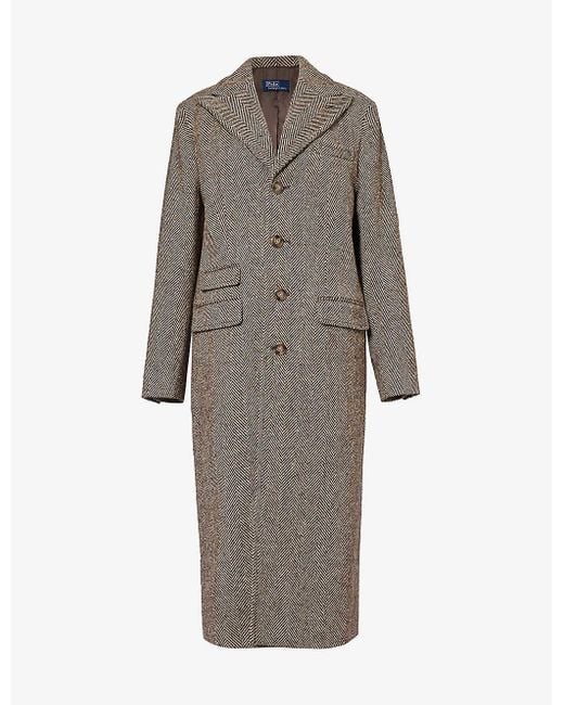 Polo Ralph Lauren Gray Herringbone-pattern Wool Coat