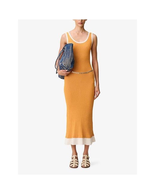 Claudie Pierlot Metallic Sleeveless Round-Neck Knitted Midi Dress