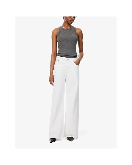 Agolde White Clara Wide-leg Low-rise Jeans
