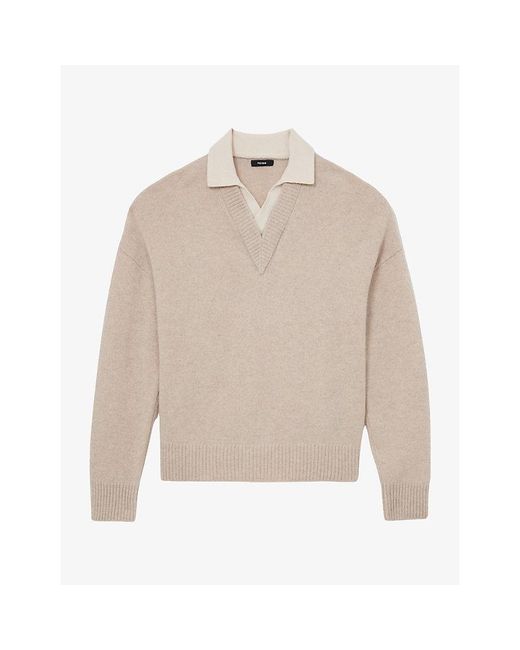 Reiss Natural Corey Contrast-Collar Wool Jumper for men