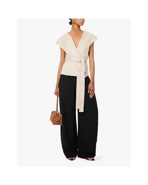 Alaïa Natural Hooded Sleeveless Cashmere Jacket