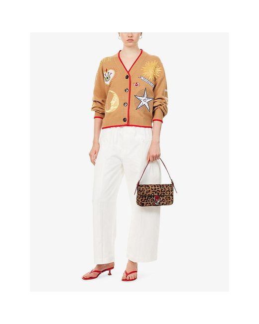Never Fully Dressed Natural Mystical Embroidered Knitted Cardigan