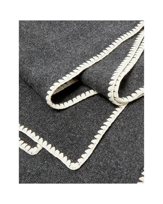 Totême  Gray Contrast-trim Wool-blend Scarf