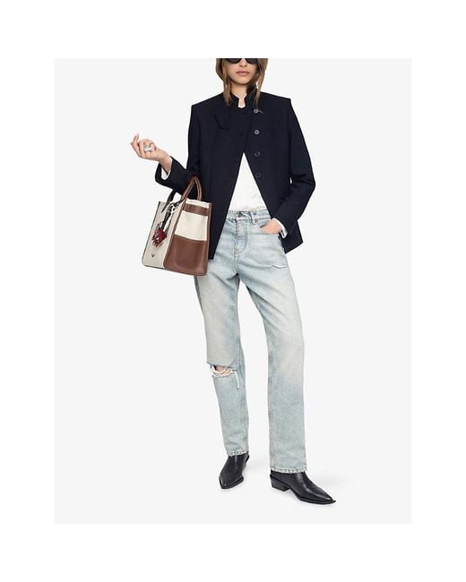 Zadig & Voltaire Blue Verysa Stand-Collar Stretch-Woven Blazer