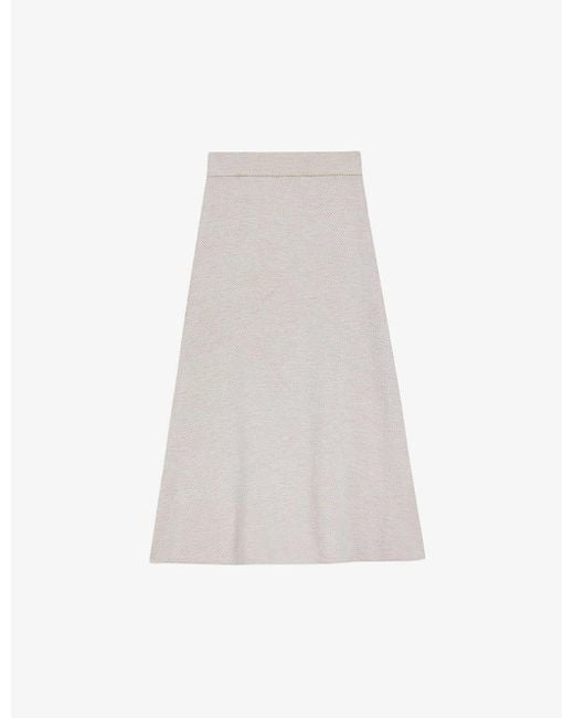 Ted Baker White Lydlee High-rise A-line Knitted Midi Skirt