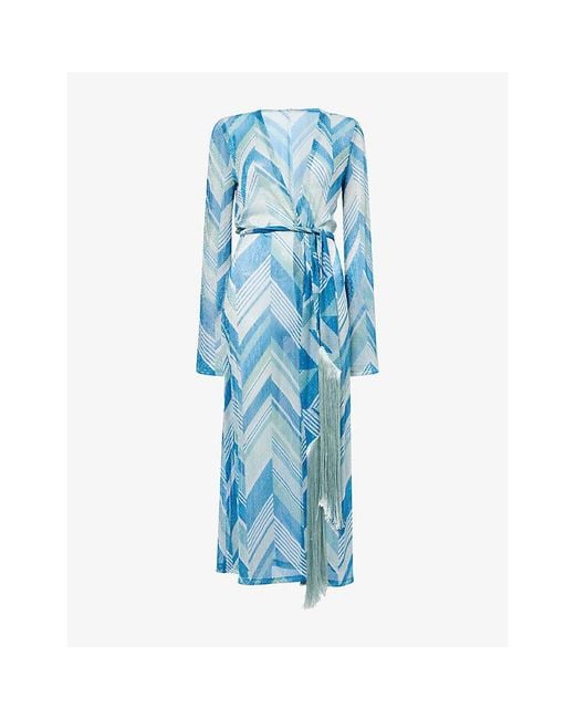 Devon Windsor Blue Odessa Graphic-Pattern Woven Robe