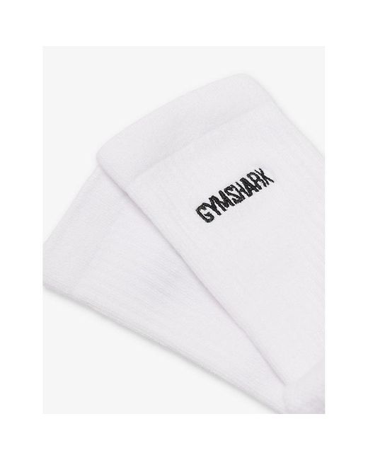 GYMSHARK White Everywear Brand-embroidered Cotton-blend Socks