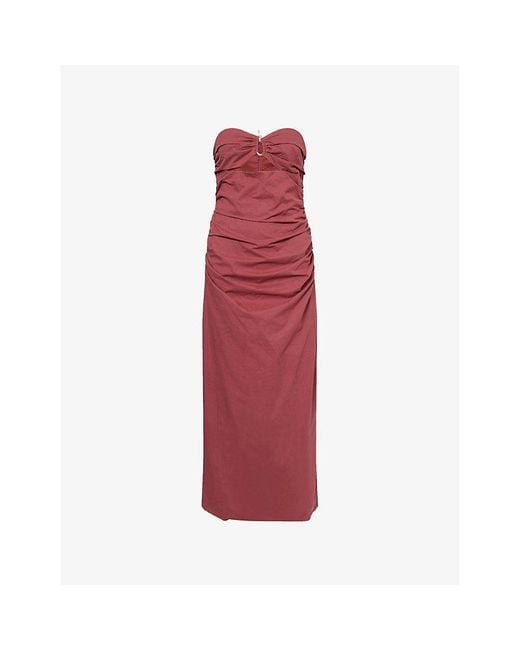 4th & Reckless Red Winnie Strapless Cotton Maxi Dress