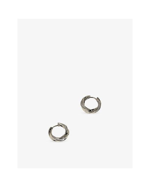 Astrid & Miyu Metallic Cosmic Twist Medium Rhodium Plated Brass And Cubic Zirconia Hoops