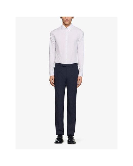 Sandro White Classic Long-Sleeve Cotton-Blend Shirt for men