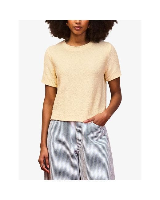 Ro&zo Natural Short-Sleeved Textured Knitted Top