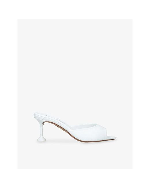 Aquazzura White Bisous 65 Leather Mules