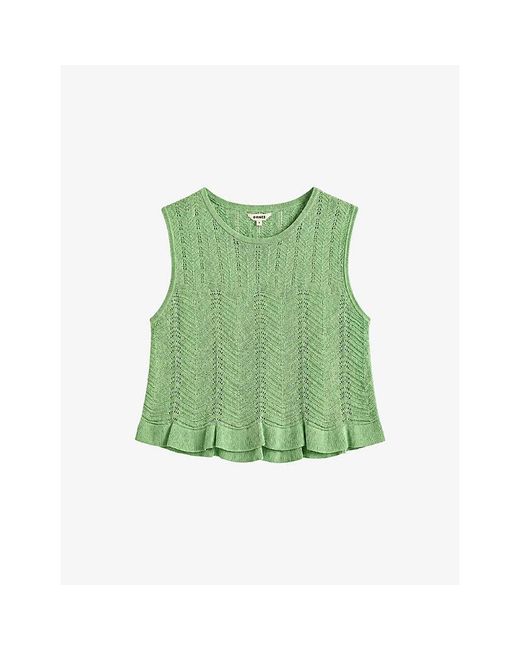 OMNES Green Jayde Open-Knit Top