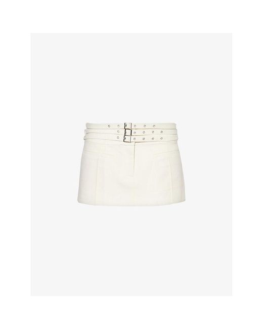 AYA MUSE White Apure Welt-pocket Wool-blend Mini Skirt