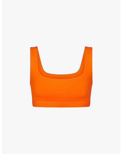 Skims Orange Scoop-neck Recycled Stretch-nylon Bikini Top