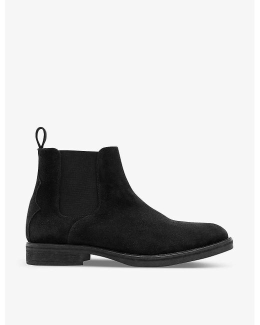 AllSaints Black Creed Brand-embossed Suede Chelsea Boots for men