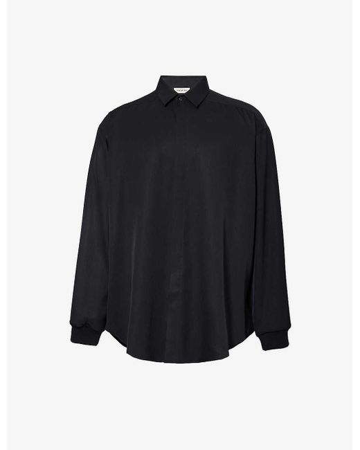 Fear Of God Blue Brand-patch Relaxed-fit Silk And Wool-blend Shirt X for men