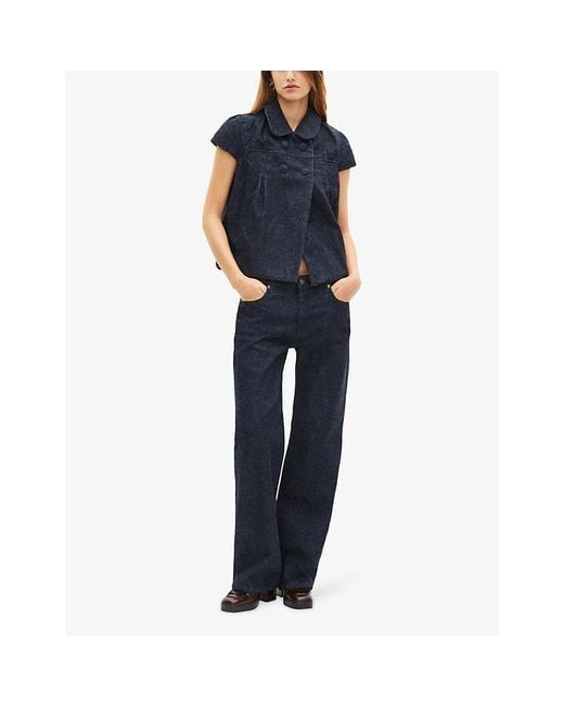 The Kooples Blue Collared Button-Down Short-Sleeve Denim Jacket