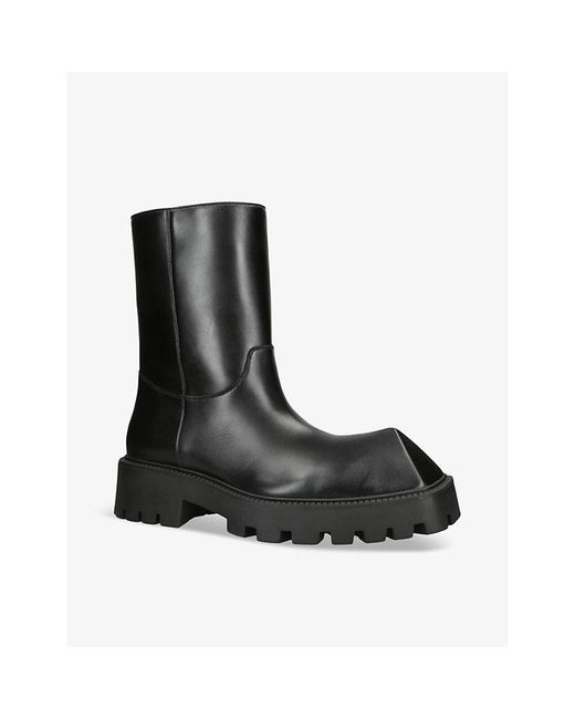 Balenciaga Black Rhino Chunky-sole Leather Boots for men