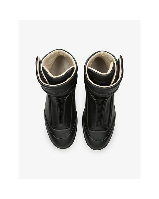 Maison Margiela Black Future Leather Mid-Top Trainers for men