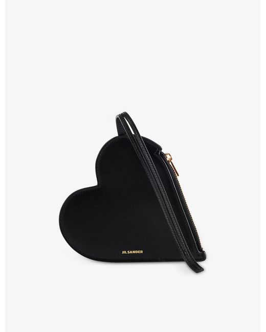 Jil Sander Heart-shaped Leather Pouch in Black | Lyst