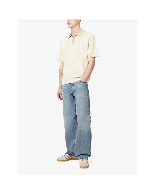 Paul Smith Natural Jacquard Knit Cotton Polo Shirt for men