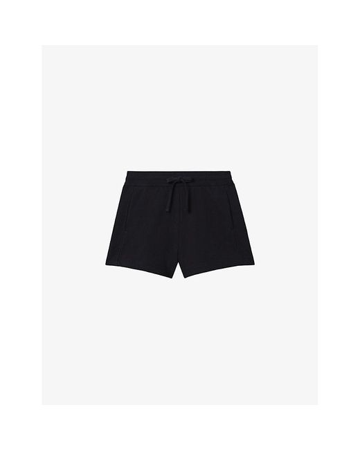 Reiss Black Cody Relaxed-fit High-rise Cotton Shorts