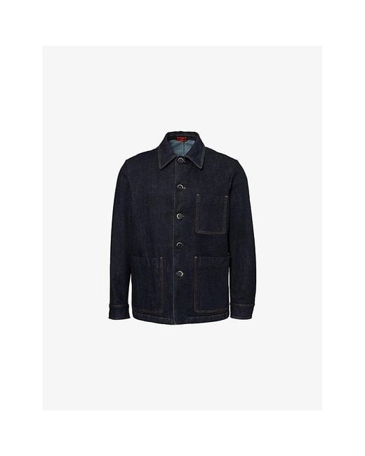 Barena Blue Patch-Pocket Long-Sleeve Denim Overshirt for men