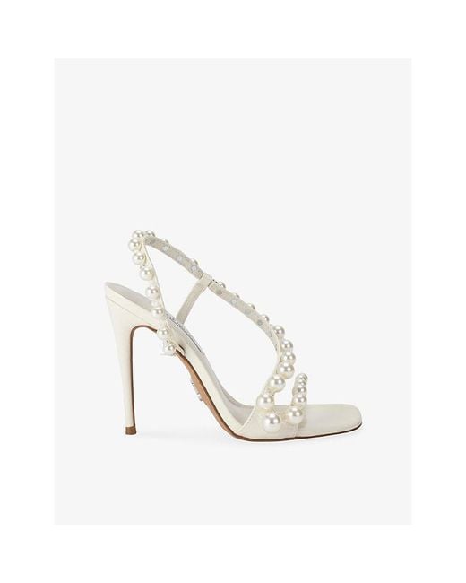 Steve Madden White Nylie Faux-Pearl Embellished Heeled Sandals