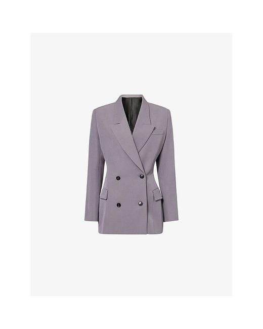 Alaïa Purple Double-Breasted Tailored Wool Jacket