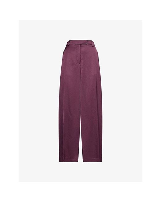 Dries Van Noten Purple Penn Wide-Leg Satin Trousers