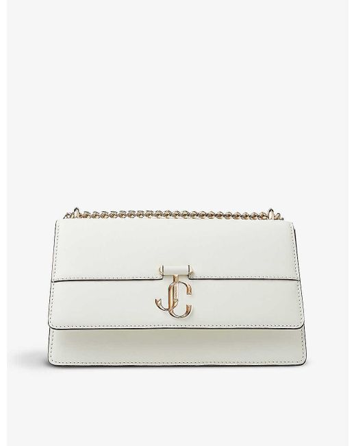 Jimmy Choo Varenne Logoembellished Leather Shoulder Bag in Natural Lyst