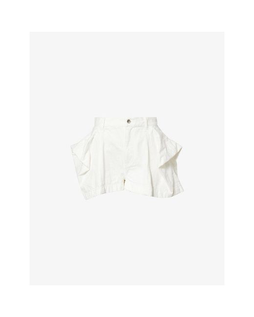 Sacai White Sculpted High-Rise Denim Shorts