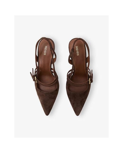 Reiss Brown Beatrice Suede Courts