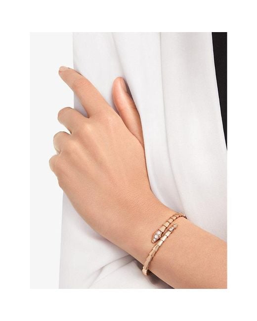 BVLGARI White Serpenti Viper 18Ct Rose- And 0.47Ct Diamond Bracelet