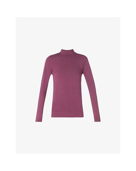Sweaty Betty Purple Modal High-Neck Base Layer Ski Top